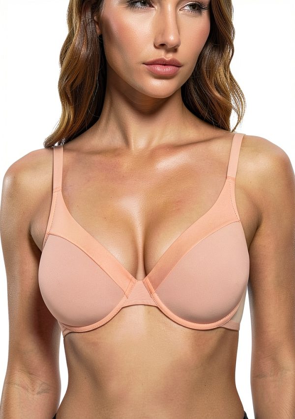 Lace Underwire Bra Womens Sheer Satin Demi Cup Comfort-0