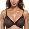 Lace Underwire Bra Womens Sheer Satin Demi Cup Comfort-0