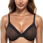 Lace Underwire Bra Womens Sheer Satin Demi Cup Comfort-0