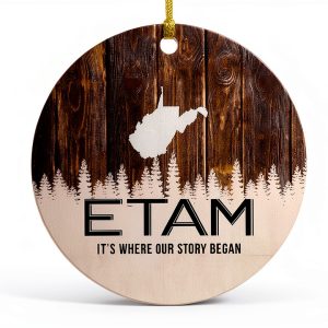 Etam West Virginia Christmas Ornament Custom Map Decor-0
