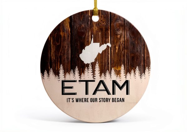 Etam West Virginia Christmas Ornament Custom Map Decor-0