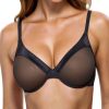Lace Underwire Bra Womens Sheer Satin Demi Cup Comfort-6