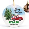Ceramic Christmas Ornament LongRelationship Rustic Round-0