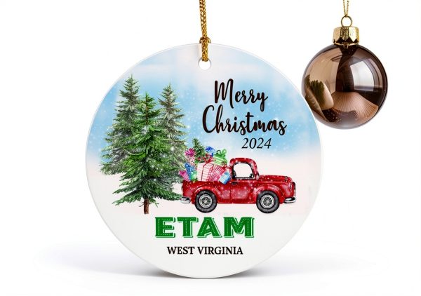 Ceramic Christmas Ornament LongRelationship Rustic Round-0