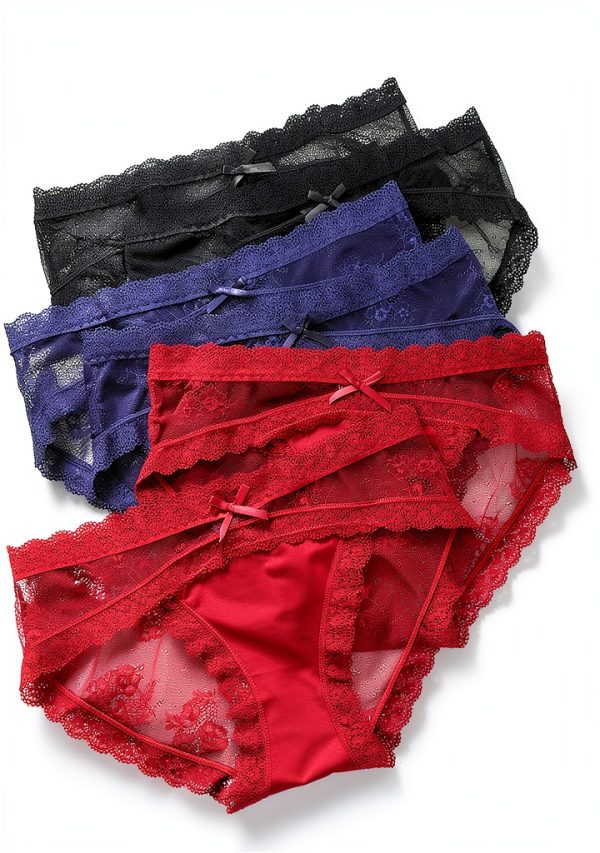 LEVAO Womens Lace Panties Cheeky Underwear 6 Pack Colors-4