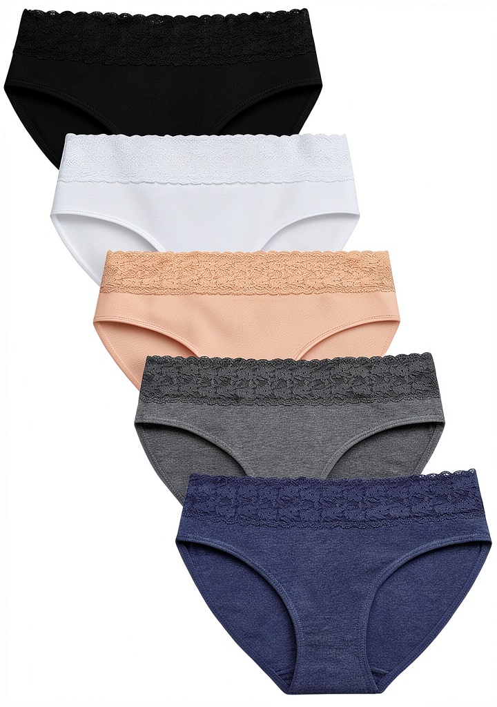 Womens cotton lace panties in various colors and sizes