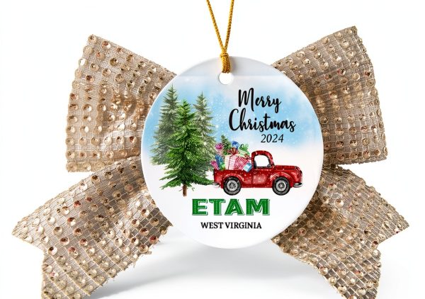 Ceramic Christmas Ornament LongRelationship Rustic Round-1