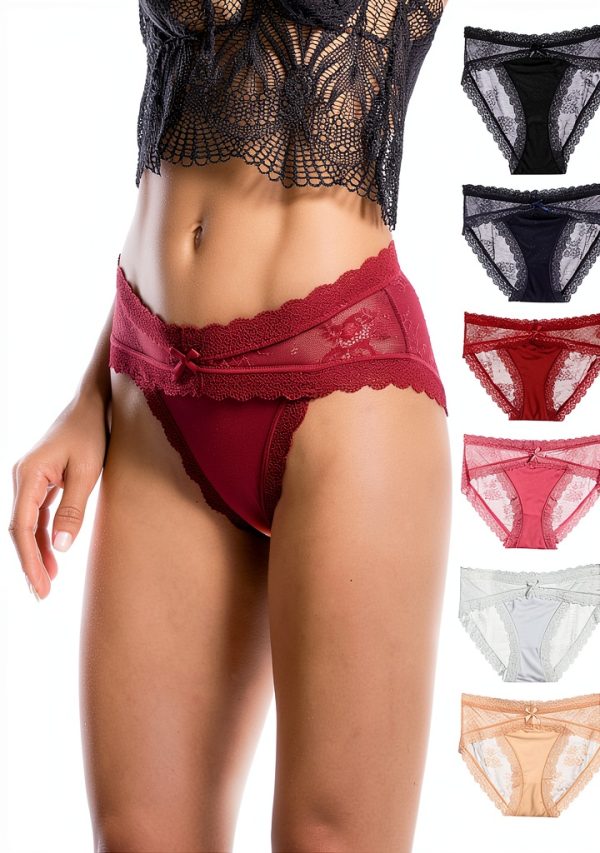 LEVAO Womens Cheeky Panties 6 Pack Lace Underwear Assorted-0