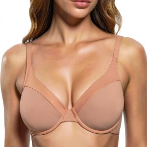 Lace Bra Womens Sheer Demi Underwire Support Comfortable-0